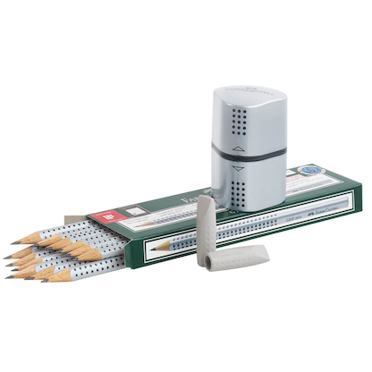 Artikelbild 15 für FABER-CASTELL GRIP 2001 Bleistift-Set HB silber mit Radierer, 1 Set, Artikelnummer 887661