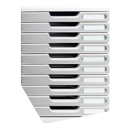 Artikelbild 2 für Exacompta Schubladenbox Modulo steingrau 302041D, DIN A4 mit 10 Schubladen, Artikelnummer 667605