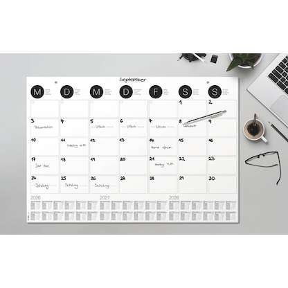 Artikelbild 3 für SIGEL Schreibtischunterlage MONATSPLANER 2026/2027/2028 schwarz/weiß Papier 59,5 x 41,0 cm, 12 Blatt, Artikelnummer 585297