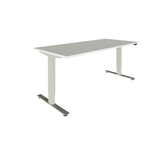 Artikelbild 1 für fm Oldenburg elektrisch höhenverstellbarer Schreibtisch weiß rechteckig, T-Fuß-Gestell silber 160,0 x 80,0 cm, Artikelnummer 403661