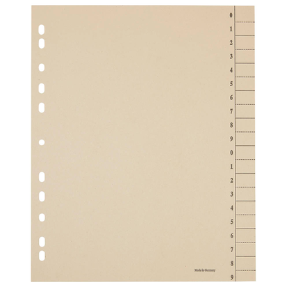 Artikelbild für Trennblätter DIN A4 0-9 chamois, 250 g/qm, 100 St., Artikelnummer 234831