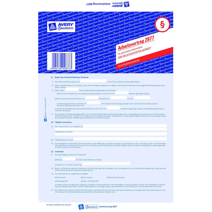 Artikelbild für 5 AVERY Zweckform 2877 Arbeitsverträge, Artikelnummer 896170