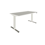 Artikelbild 1 für fm Sidney elektrisch höhenverstellbarer Schreibtisch weiß rechteckig, T-Fuß-Gestell silber 160,0 x 80,0 cm, Artikelnummer 409571