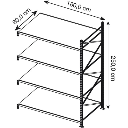 Artikelbild 2 für Manorga Anbau-Schwerlast-Weitspannregal EPSIVOL ARZ2518804SAOA014 lichtgrau, graphitgrau 180,0 x 80,0 x 250,0 cm, Artikelnummer 884912