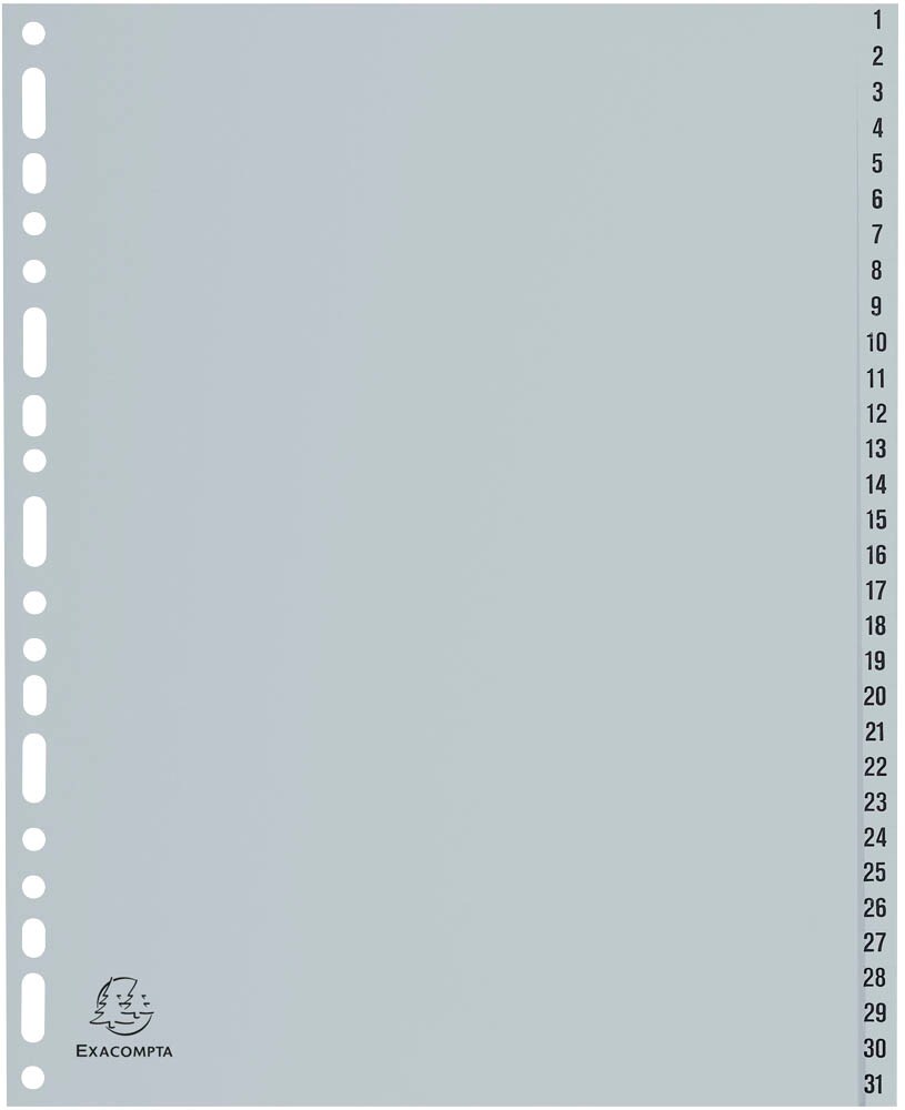 Soennecken Register DIN A4 1-31 - Überbreite PP Register Grau Für Ordner
