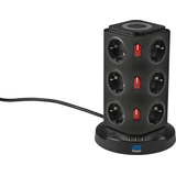 Artikelbild 1 für as-Schwabe QI-Wireless Ladestation 12-fach Steckdosenturm 2,0 m schwarz mit USB-Buchse, Artikelnummer 972998
