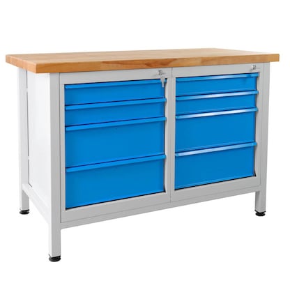 Artikelbild 3 für ADB Werkbank lichtgrau, RAL 5012 8 Schubladen 120,0 x 60,0 x 84,0 cm, Artikelnummer 674794