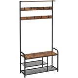 Artikelbild 1 für VASAGLE Garderobenbank mit Haken und Schuhrost HSR409B01 braun, schwarz Metall 85,0 cm, Artikelnummer 438487