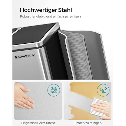 Artikelbild 3 für SONGMICS Mülltrenner 3 x 18,0 l silber, Artikelnummer 262438