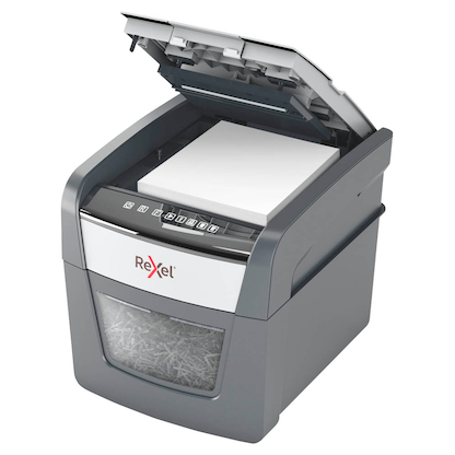 Artikelbild 12 für AKTION: Rexel Optimum AutoFeed+ 45X Aktenvernichter mit Partikelschnitt P-4, 4 x 28 mm, bis 45 Blatt, schwarz, Artikelnummer 495091