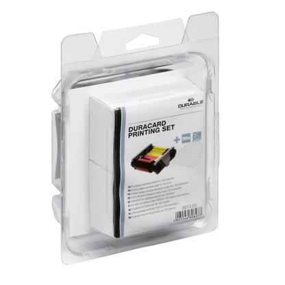 Artikelbild 2 für DURABLE YMCKO-Farbband und 100 Plastikkarten (0,76 mm) mehrfarbig Farbband-Set, Artikelnummer 177035