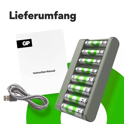Artikelbild 5 für GP Basic E821U 8-Port USB-Akku-Ladegerät inkl. Akkus, Artikelnummer 255297