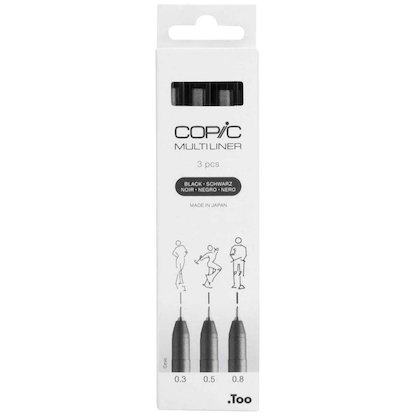 Artikelbild für COPIC® Multiliner Fineliner schwarz 0.3 + 0.5 + 0.8 mm, 3 St., Artikelnummer 361388