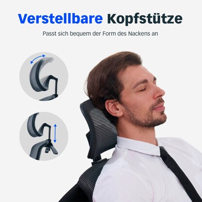 Artikelbild 6 für FlexiSpot Bürostuhl Office Premium YZ03 Stoff schwarz, Gestell schwarz, Artikelnummer 656377