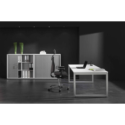 Artikelbild 6 für HAMMERBACHER Haziender Rollladenschrank weiß, silber 2 Fachböden 120,0 x 40,0 x 110,0 cm, Artikelnummer 215172