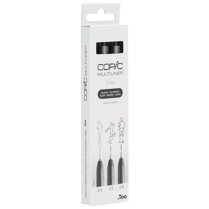 Artikelbild 3 für COPIC® Multiliner Fineliner schwarz 0.3 + 0.5 + 0.8 mm, 3 St., Artikelnummer 361388