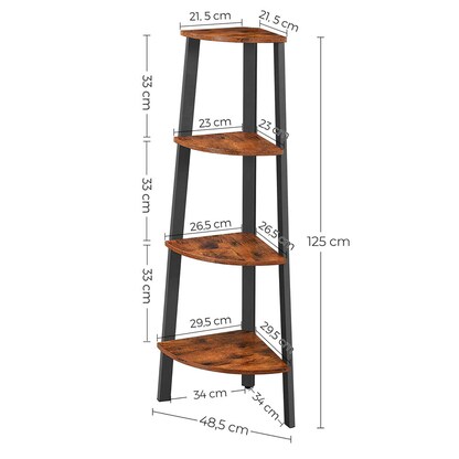 Artikelbild 7 für VASAGLE Eckregal braun, schwarz 48,5 x 34,0 x 125,0 cm, Artikelnummer 262958