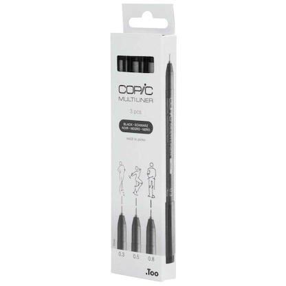 Artikelbild 4 für COPIC® Multiliner Fineliner schwarz 0.3 + 0.5 + 0.8 mm, 3 St., Artikelnummer 361388