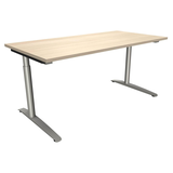 Artikelbild 1 für fm Sidney höhenverstellbarer Schreibtisch akazie rechteckig, C-Fuß-Gestell Rundrohr silber 160,0 x 80,0 cm, Artikelnummer 136157