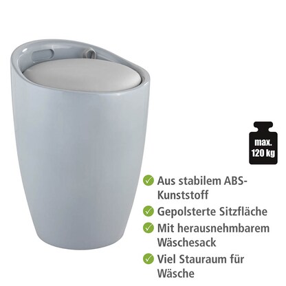 Artikelbild 2 für WENKO Badhocker mit Wäschesammler Candy 25625100 grau, Artikelnummer 532017