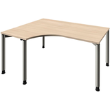 Artikelbild 1 für fm Sidney höhenverstellbarer Schreibtisch akazie Bogenform, 4-Fuß-Gestell Rundrohr silber 160,0 x 80,0 cm, Artikelnummer 136253