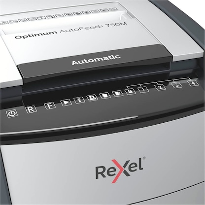 Artikelbild 9 für AKTION: Rexel Optimum AutoFeed+ 750M Aktenvernichter mit Partikelschnitt P-5, 2 x 15 mm, bis 750 Blatt, schwarz mit 200 Euro CashBack, Artikelnummer 429823