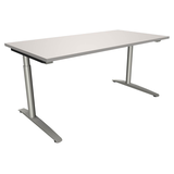 Artikelbild 1 für fm Sidney höhenverstellbarer Schreibtisch lichtgrau rechteckig, C-Fuß-Gestell Rundrohr silber 160,0 x 80,0 cm, Artikelnummer 136194