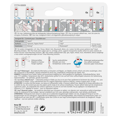 Artikelbild 2 für tesa Powerstrips Klebenägel für max. 1,0 kg 2,4 x 6,4 cm, 4 St., Artikelnummer 750584