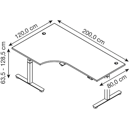 Artikelbild 2 für HAMMERBACHER VXDSM82 elektrisch höhenverstellbarer Schreibtisch buche L-Form, T-Fuß-Gestell silber 200,0 x 120,0 cm, Artikelnummer 454951
