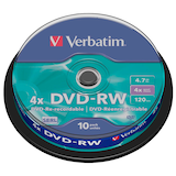 Artikelbild 1 für 10 verbatim DVD-RW 4,7 GB wiederbeschreibbar, Artikelnummer 331892