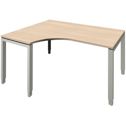 Artikelbild 6 für fm Sidney höhenverstellbarer Schreibtisch akazie Bogenform, 4-Fuß-Gestell Quadratrohr silber 160,0 x 80,0 cm, Artikelnummer 136404