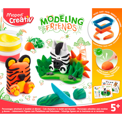 Artikelbild 2 für maped Knete MODELING FRIENDS farbsortiert, 5 Farben 4x 18,0 g und 1x 31,0 g & Zubehör, Artikelnummer 701783