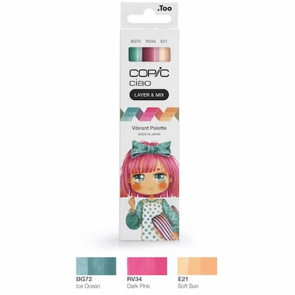 Artikelbild für COPIC® Ciao Vibrant Palette Layoutmarker-Set farbsortiert 1,0 + 6,0 mm, 3 St., Artikelnummer 361499