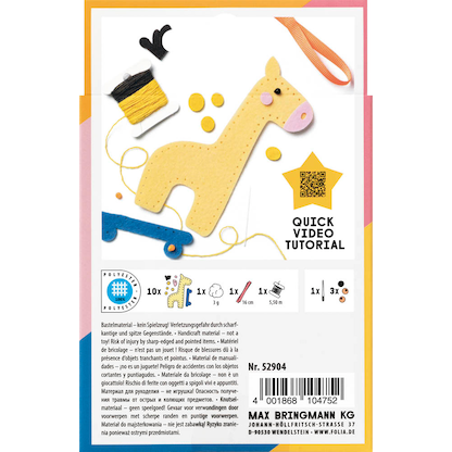 Artikelbild 5 für folia Nähset Mini Filzinies GIRAFFE gelb, Artikelnummer 692279