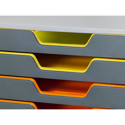 Artikelbild 5 für DURABLE Schubladenbox VARICOLOR® dunkelgrau mit bunten Farblinien 761027, DIN A4 mit 10 Schubladen, Artikelnummer 113993