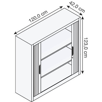 Artikelbild 2 für CP Omnispace Rollladenschrank silber 2 Fachböden 120,0 x 42,0 x 123,0 cm, Artikelnummer 412041