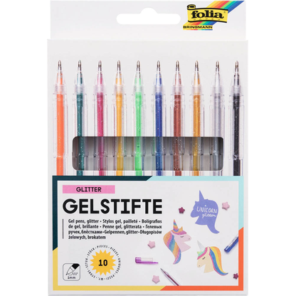 Artikelbild 10 für folia Glitter Gelschreiber-Set transparent 1,0 mm, Schreibfarbe: farbsortiert, 10 St., Artikelnummer 962191