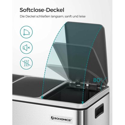 Artikelbild 4 für SONGMICS Mülltrenner 3 x 18,0 l silber, Artikelnummer 262438