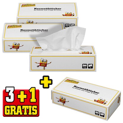 Artikelbild 1 für 3 + 1 GRATIS: office discount Kosmetiktücherbox 3-lagig weiß, 3x 90 Tücher + GRATIS 1x 90 Tücher, Artikelnummer 208072