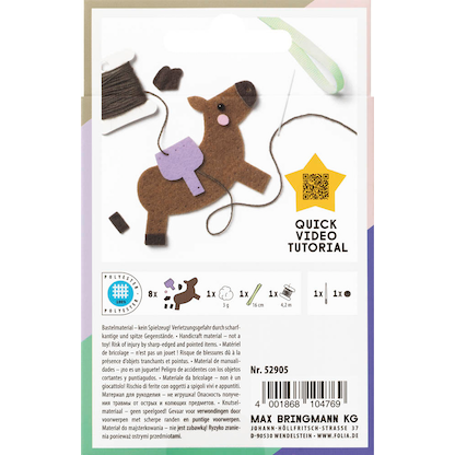 Artikelbild 3 für folia Nähset Mini Filzinies PFERD braun, Artikelnummer 692323