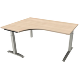 Artikelbild 1 für fm Sidney höhenverstellbarer Schreibtisch akazie Bogenform, C-Fuß-Gestell Quadratrohr silber 160,0 x 80,0 cm, Artikelnummer 136501