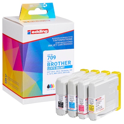 Artikelbild 20 für edding EDD-709 schwarz, cyan, magenta, gelb Druckerpatronen kompatibel zu brother LC-970BK/C/M/Y, 4er-Set, Artikelnummer 416028