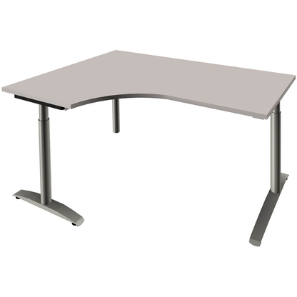 Artikelbild 8 für fm Sidney höhenverstellbarer Schreibtisch lichtgrau Bogenform, C-Fuß-Gestell Rundrohr silber 160,0 x 80,0 cm, Artikelnummer 136467
