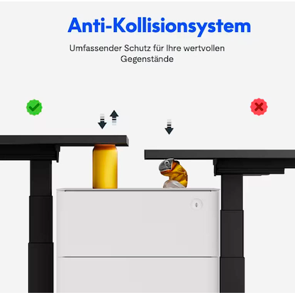 Artikelbild 9 für FlexiSpot E7L elektrisch höhenverstellbares Schreibtischgestell schwarz ohne Tischplatte, T-Fuß-Gestell schwarz 127,5 - 210,0 x 60,0 - 80,0 cm, Artikelnummer 445047