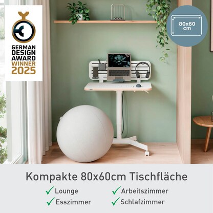 Artikelbild 10 für AKTION: LEITZ Ergo höhenverstellbarer Schreibtisch weiß rechteckig, 4-Fuß-Gestell weiß 80,0 x 60,0 cm mit 15 Euro CashBack, Artikelnummer 408348