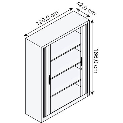 Artikelbild 2 für CP Omnispace Rollladenschrank silber 3 Fachböden 120,0 x 42,0 x 166,0 cm, Artikelnummer 412440