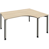 Artikelbild 1 für fm Sidney höhenverstellbarer Schreibtisch akazie Bogenform, 4-Fuß-Gestell Rundrohr silber 160,0 x 80,0 cm, Artikelnummer 136552