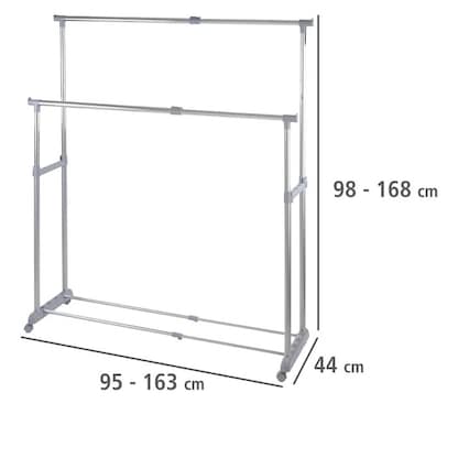 Artikelbild 11 für WENKO Teleskop-Garderobe Twin Bars grau Metall 95,0-163,0 x 98,0-168,0 cm, Artikelnummer 817546
