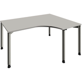 Artikelbild 1 für fm Sidney höhenverstellbarer Schreibtisch lichtgrau Bogenform, 4-Fuß-Gestell Rundrohr silber 160,0 x 80,0 cm, Artikelnummer 136562