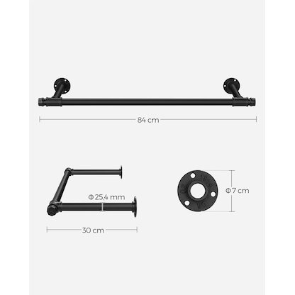 Artikelbild 2 für SONGMICS Wandgarderobe schwarz Metall 84,0 x 7,0 cm, Artikelnummer 438779